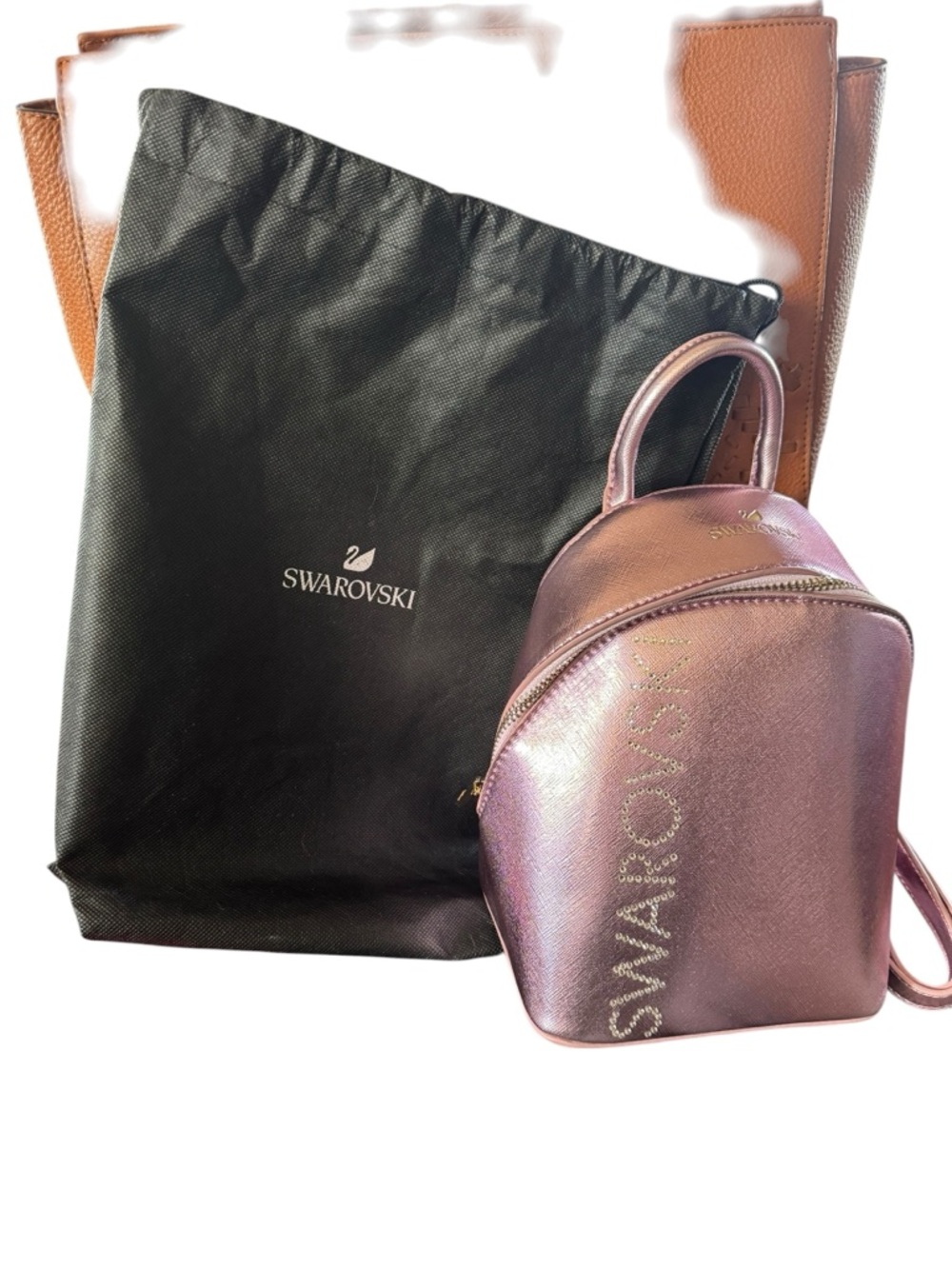 Swarovski Metallic Lavender-Pink Mini Backpack with Crystal Logo